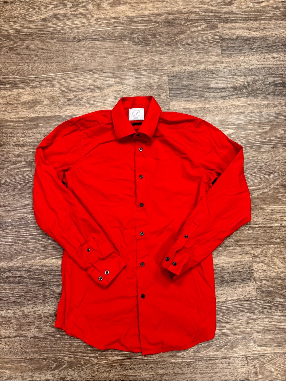 Bespoke New York Slim Fit Red Dress Shirt Mens 14 14.5 32/33 Button Front